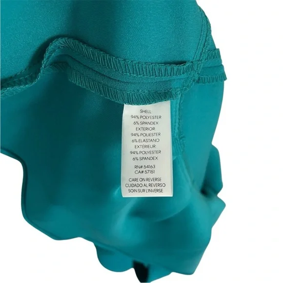 Calvin Klein ruffle sheath dress tie waist flounce hem size 4 teal - Picture 13 of 13